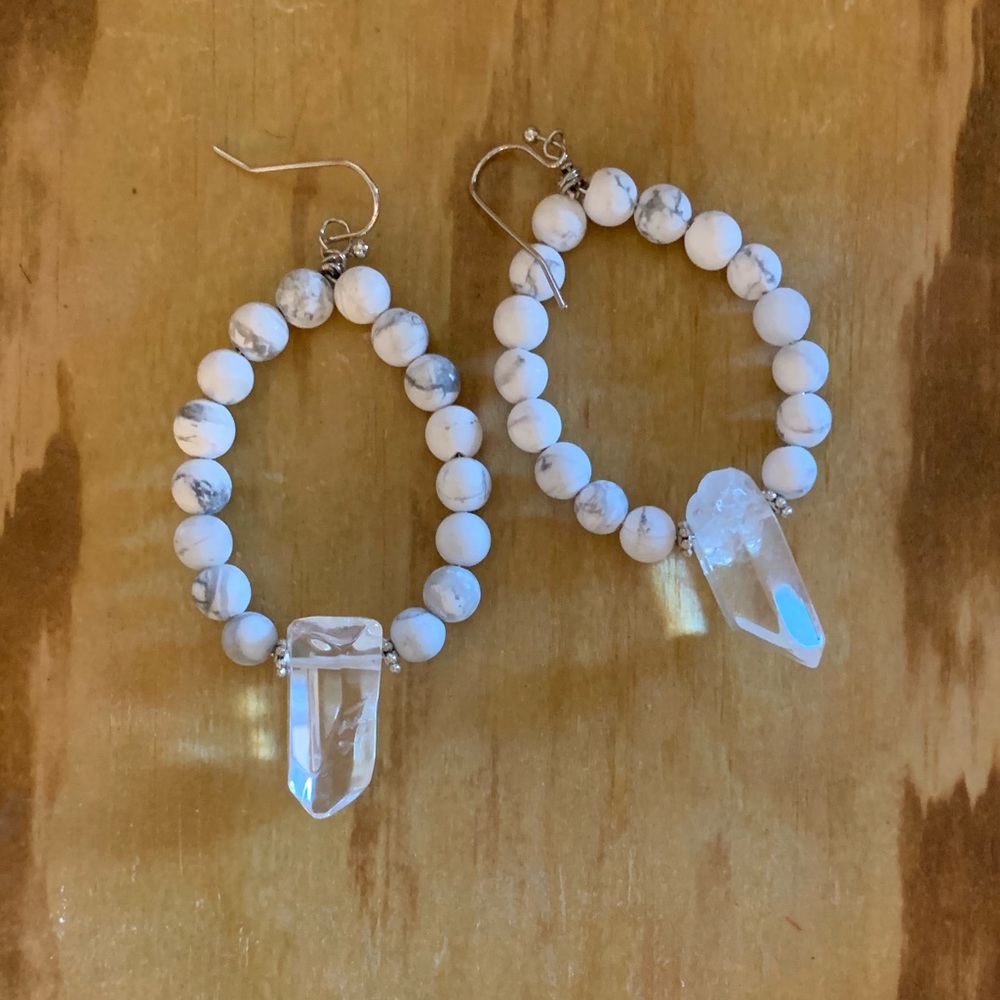 Hand made white stone with crystal